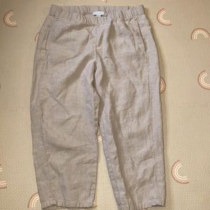 100% Linen Petite Relaxed Fit Cropped Pants
